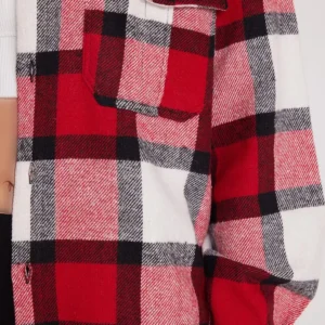 بلوز زنانه با برش راحت و متناسب، دارای دو جیب و دکمه‌ای، با طرح چهارخانه برای فصل زمستان - 11802