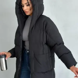 پافر یاراسا شل سیاه اورسایز مَنطو - 12623