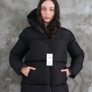 پالتوی شمعی کلاهدار مشکی زنانه کلاسیک - 12611