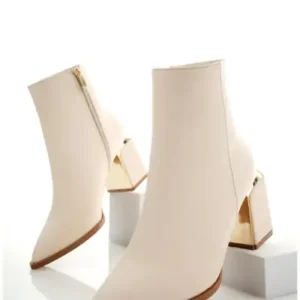 بوت زنانه کالی گرانتیلی با نوک تیز و پاشنه ضخیم، دارای زیپ - 12457