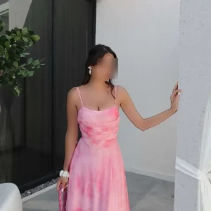 لباس شيفون با چين‌دار و بنددار - 12030