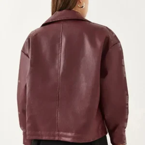 ژاکت چرم با جزئیات جمع‌شده در کناره‌ها - 11839