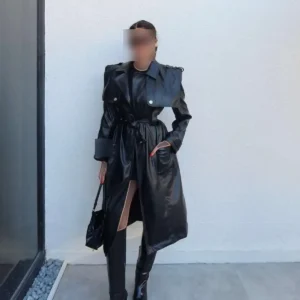 چرم ترنچ با کمربند - 11933