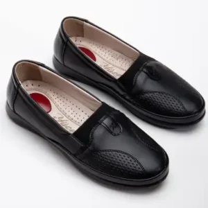 کفش روزمره زنانه با کفی ارتوپدیک، از چرم طبیعی و سایز بزرگ مناسب برای مادران با ناحیه‌های برآمده استخوانی. - 12735