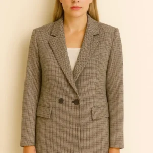 کت بلیزر طرح چهارخانه زنانه - ترکیب شیک و مدرن اداری - 11910