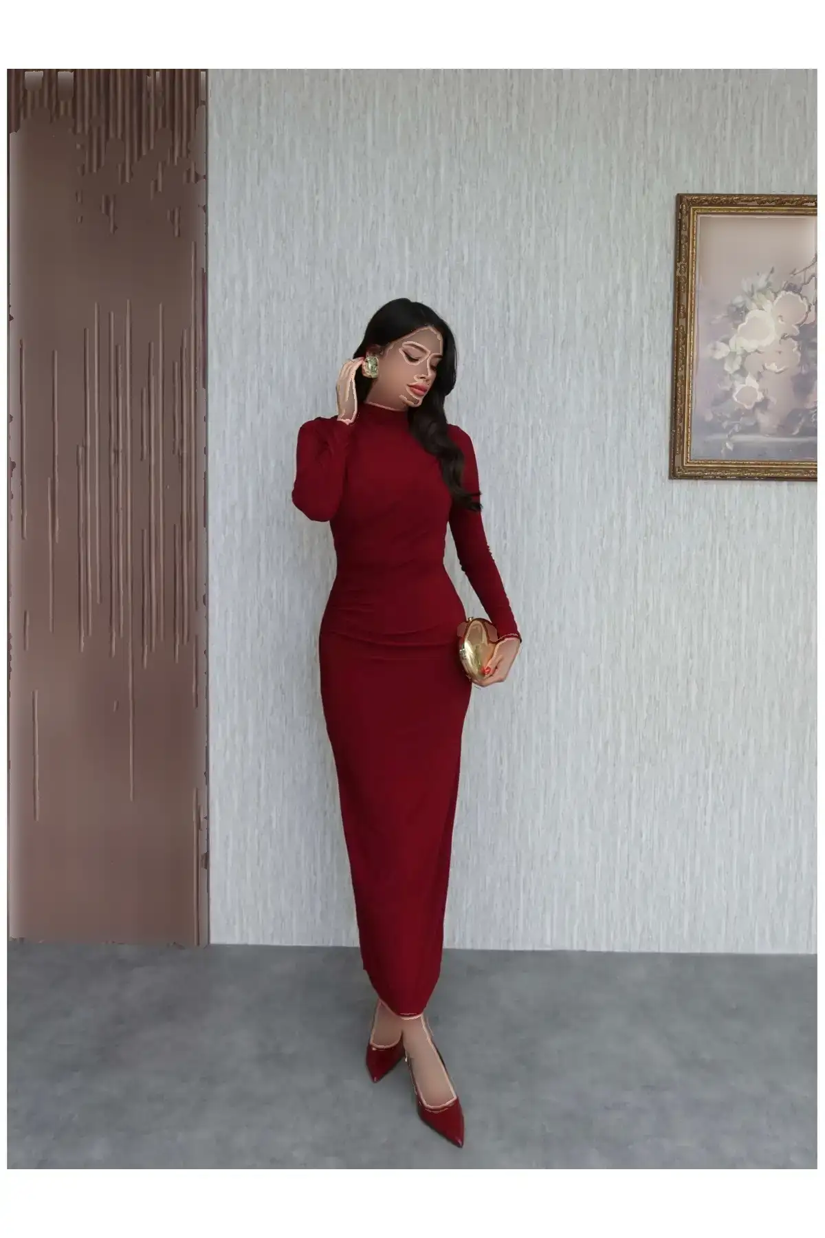 پیراهن بلند با آستینهای بلند و چاک دار - 12026 پیراهن بلند با آستینهای بلند و چاک دار - 12026