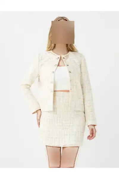 دامن مینی چهارخانه با کمر معمولی اکرو - 12417