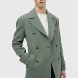 پالتوی کلاهی دکمه‌دار کژوال با برش راحت به رنگ سبز روشن - 13110