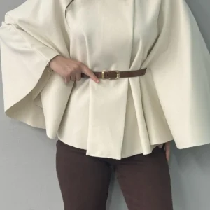 پنچو کَشِه با جزئیات کمربند و یقه حاکم - 11811