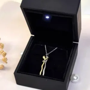 گردنبند دو حلقه‌ای نقره 925 عیار در جعبه روشن Premium - 12054