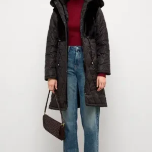 کاپشن پلوش‌دار کلاه‌دار با پارچه مخملی و قابلیت جدا شدن - سیاه 6781 - 12692