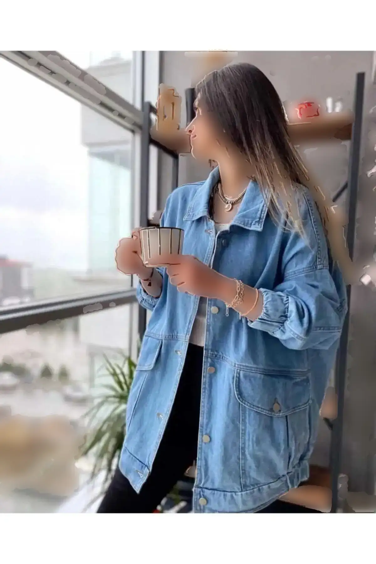 کت جین زنانه آبی - 11837 کت جین زنانه آبی - 11837