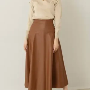 دامن چرم زنانه مدل مولانا رنگ عتیقه - 12903