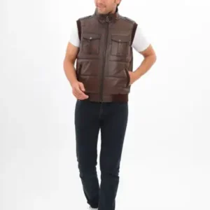 جلیقه مردانه چرمی طبیعی تابا - 12723