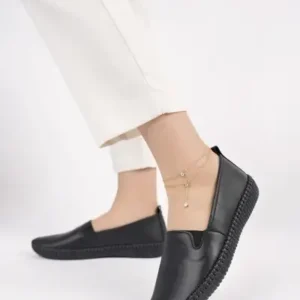 کفش باله زنانه چرم طبیعی مشکی مدل DP62-8002 - 12785