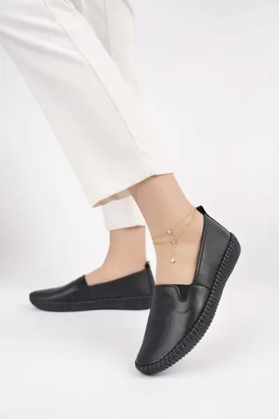 کفش باله زنانه چرم طبیعی مشکی مدل DP62-8002 - 12785 کفش باله زنانه چرم طبیعی مشکی مدل DP62-8002 - 12785