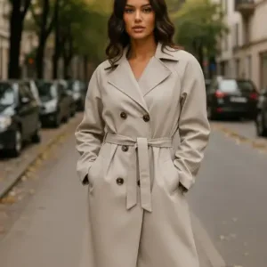 ترنچ کت اوورسایز با کمربند فصل جدید - 12534