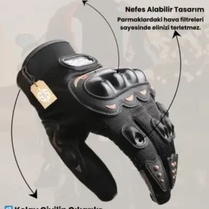 دستکش موتور و دوچرخه سواری مشکی ۴ فصل با محافظ انگشتان و قابلیت تنفس سازگار با تلفن همراه - 12217
