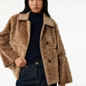 کابان پلش آستردار چرم سوئدی با یقه دکمه‌ای و بلند - 12681