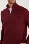 کاپشن بافتنی یقه دار زیپ دار بارنگ bordo و مدل مردانه Slim Fit - 12919