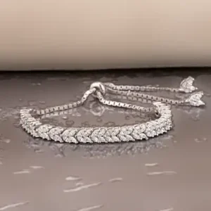 بند براق زنانه با سنگ میکی نقره‌ای - 12126