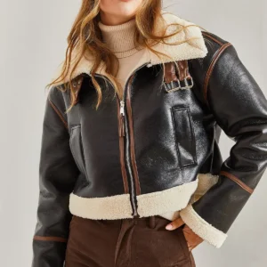 کت زنانه کمردار لمینت دار - 11828