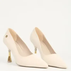 کفش پاشنه‌دار زنانه کرم کد PC-55021 - 12822