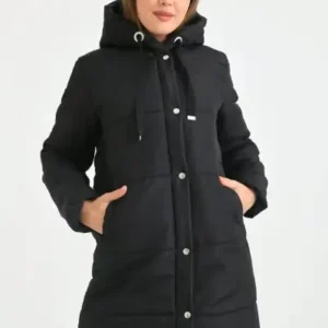 کاپشن پفی کلاهدار زنانه - 12687