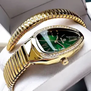 ساعت مچی زنانه مدل مار با جعبه مخصوص، ضد آب، با بند استیل رنگ طلایی - دستبند HMBY2049C5 - 12166