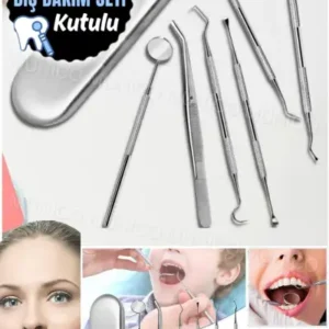 ست 6 تکه ابزار دندان‌پزشکی استیل ضدزنگ بسته‌بندی شده شامل آینه و ابزار نظافت دندان برای مراقبت از دهان و دندان - 12238