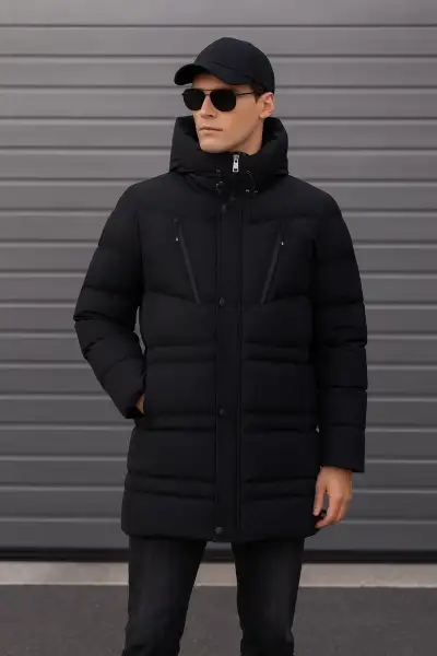 کاپشن پفکی کلاهدار مردانه ضد آب و باد - 12290 کاپشن پفکی کلاهدار مردانه ضد آب و باد - 12290