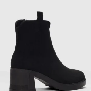 بوت زنانه والی با پاشنه بلند از جنس جیر - مشکی جیر - 11953