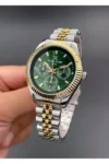 ساعت مچی زنانه با بند استیل طلایی نقره‌ای و رنگ سبز، با مقاومت در برابر آب تا عمق ۳ اتمسفر - 12137