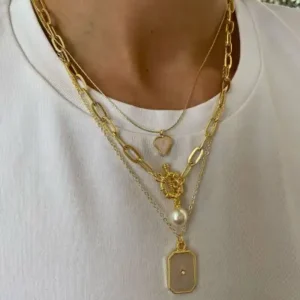 زیورآلات ترکیبی سه تایی با طراحی خاص و نگین مرواریدی - 12060