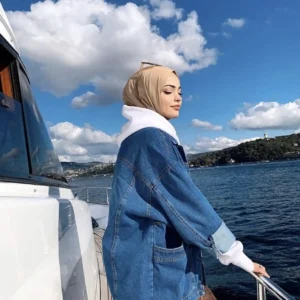 کاپشن جین آبی زنانه سایز بزرگ - 11875