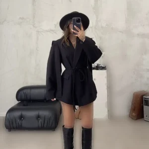 کت زنانه طراحی جدید با کمربند - 11858