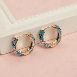 گوشواره رنگی با طرح گل مینلی، استیل و با تضمین عدم تغییر رنگ - 12117