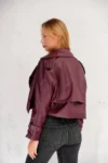 ژاکت بایکری چرم bordo زنانه وینتج - 11903