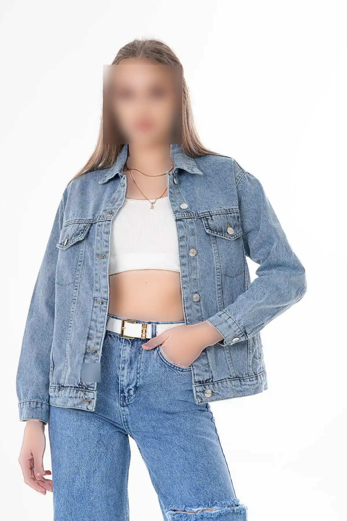 کت جین با دکمه و دو جیب - 11835 کت جین با دکمه و دو جیب - 11835