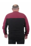 کاپشن بافت مردانه سایز بزرگ یقه گرد رنگین دوگانه کد ۲۳۷۵۱ رنگ بورگاندی - 12954