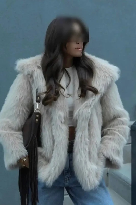 کت فانتزی خز دار زنانه پشمی طرح جدید