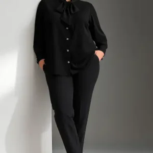 پیراهن یقه کراواتی بزرگ سایز جسیکا - 12509