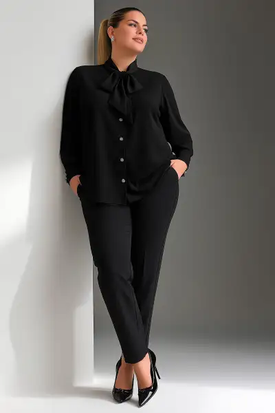 پیراهن یقه کراواتی بزرگ سایز جسیکا - 12509 پیراهن یقه کراواتی بزرگ سایز جسیکا - 12509