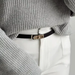 کمربند دوخته شده با قفل طلایی مشکی، کمربند زنانه، کمربند لباس، کمربند ش blazer، کمربند شلوار - 12180