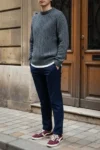 پلیور مردانه یقه گرد بافته شده از جنس تریکو ضخیم رنگ آنتراسیت 26W2014 - 12922