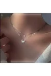 زنجیر گردنی دو لایه زنانه استیل با طرح پروانه‌ای - 12087