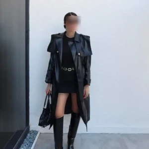 چرم ترنچ با کمربند - 11933