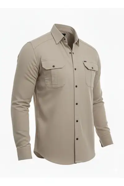 پیراهن جین مردانه با فیت اسلیم و برش تنگ - 13257 پیراهن جین مردانه با فیت اسلیم و برش تنگ - 13257