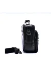 کیف دستی و دوشی مردانه مدل افقی مشکی با قاب فلزی از چرم طبیعی سایز متوسط - 13633
