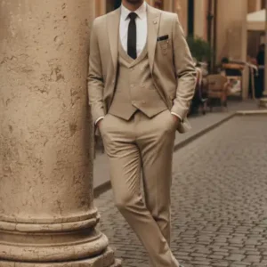 ست کت شلوار مردانه کرم